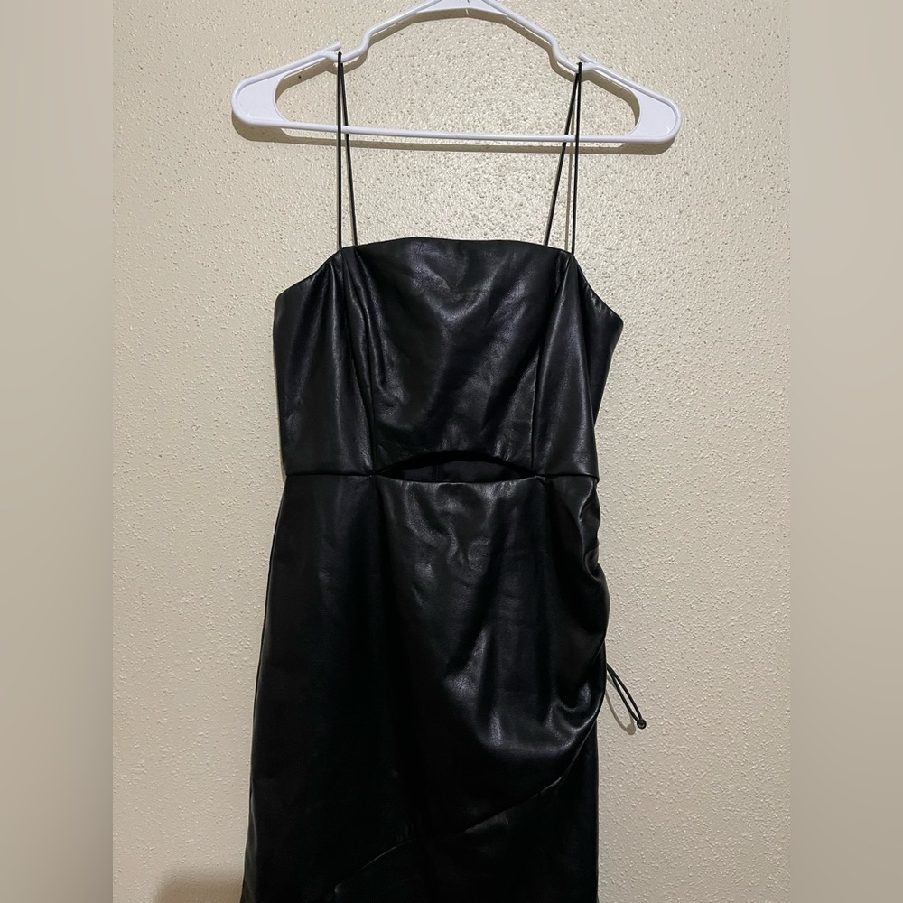 Black leather guess mini dress size XS